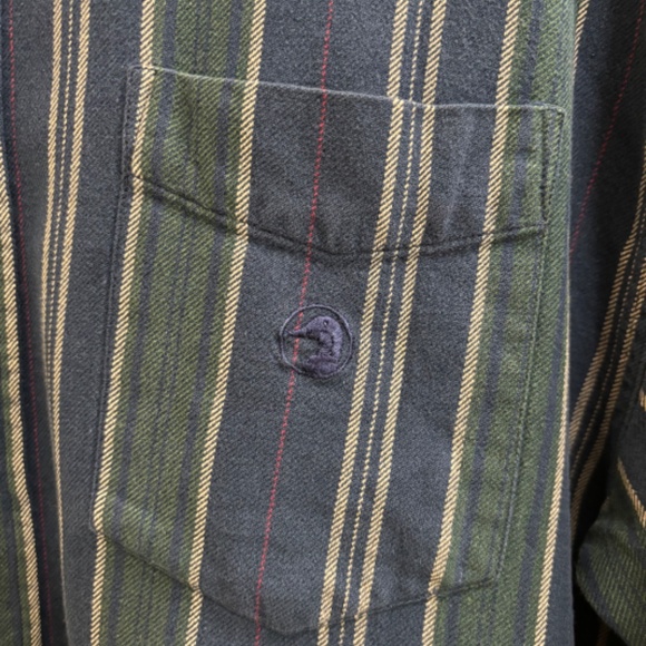 Duckhead Men’s Striped Flannel Button Down Navy Blue Green Vintage 90s Y2K XL - Picture 2 of 13
